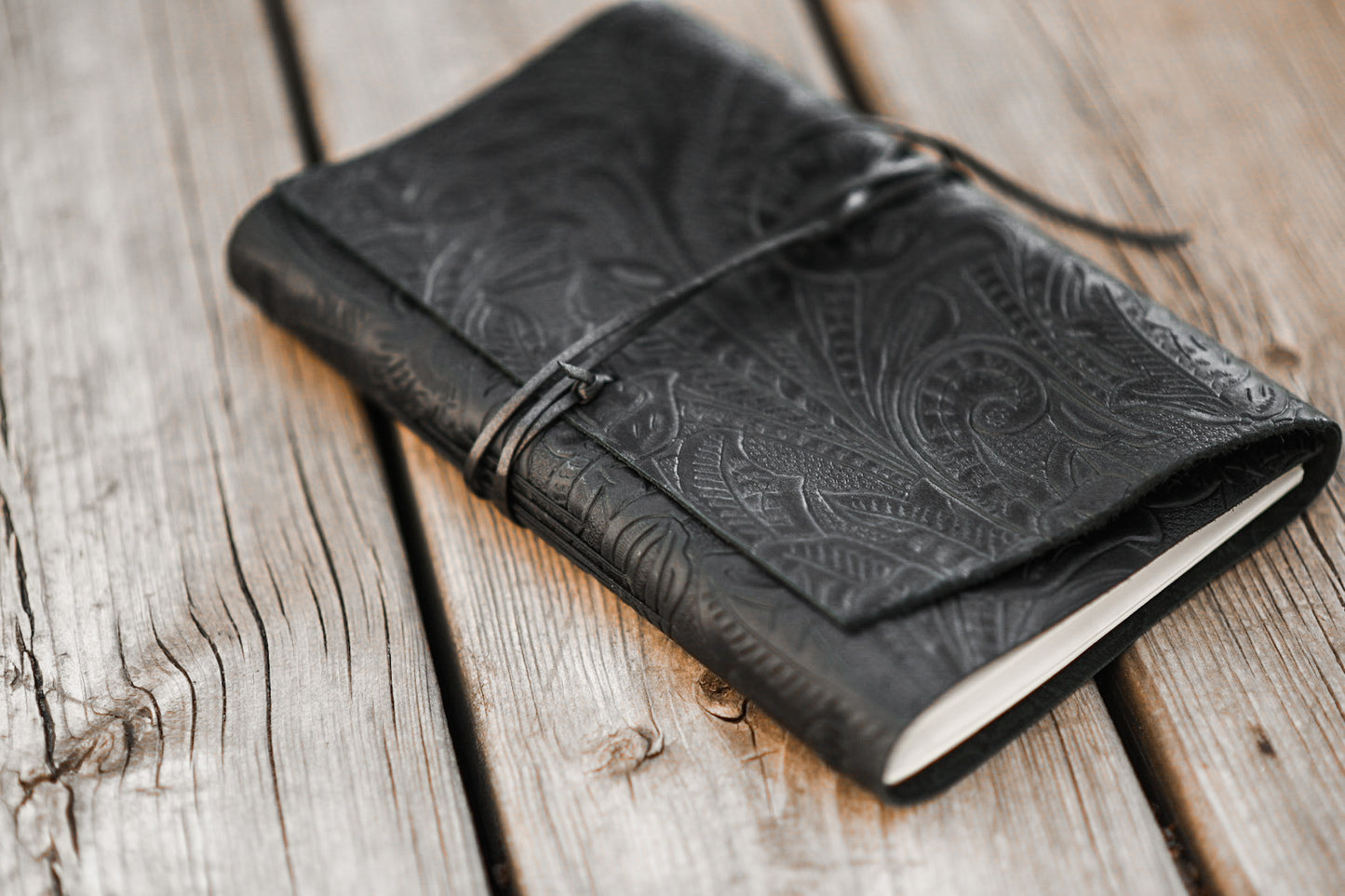 Black Embossed Leather Journal