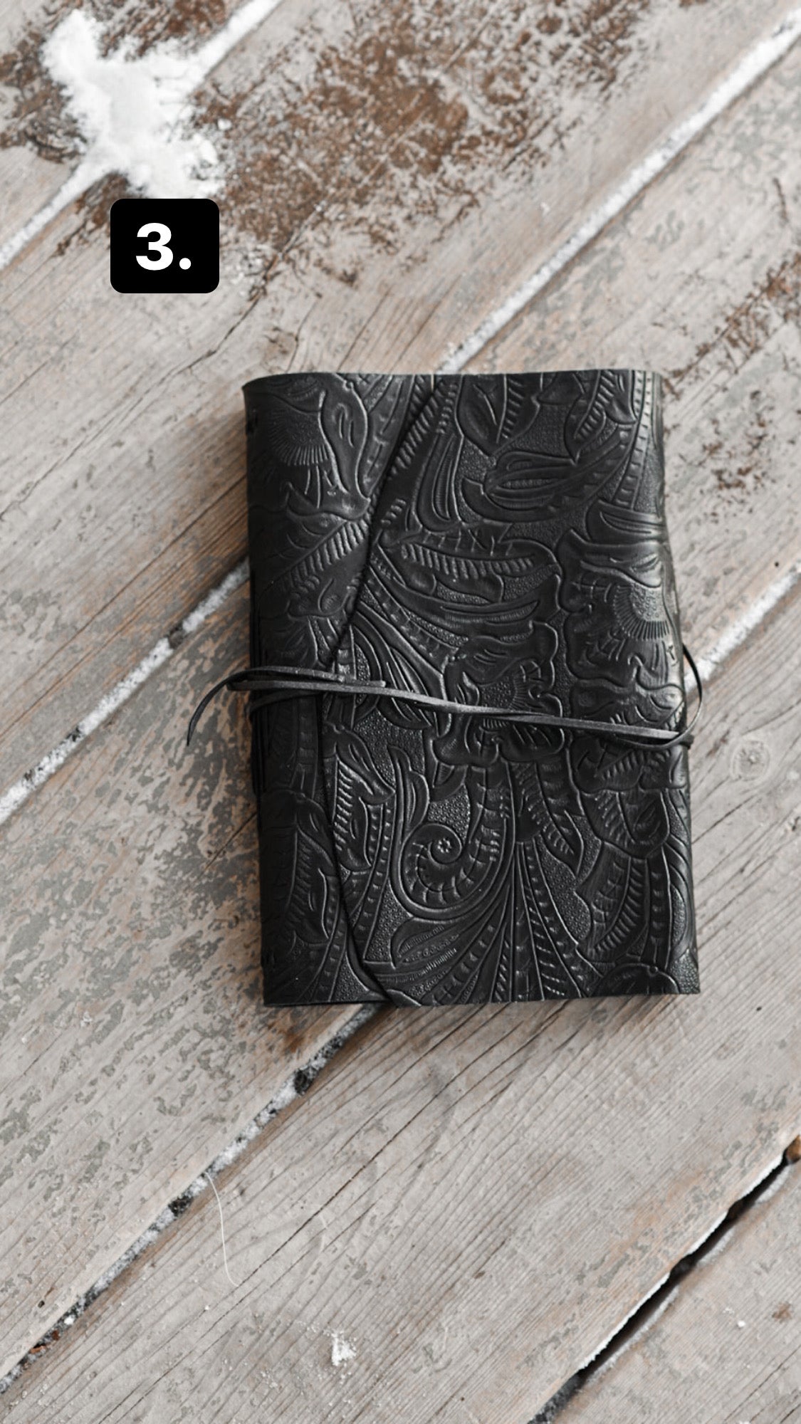 Black Embossed Leather Journal