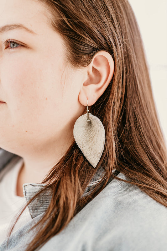 White Hide Teardrop Earrings