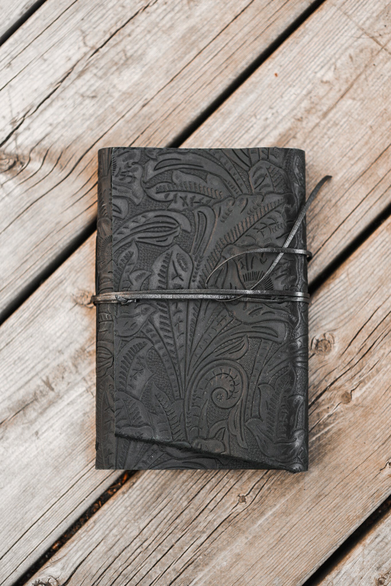 Black Embossed Leather Journal