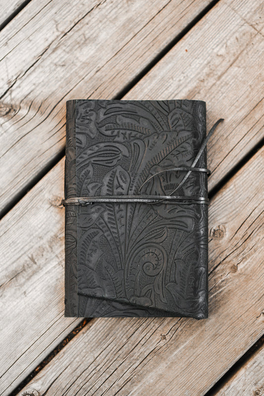 Black Embossed Leather Journal