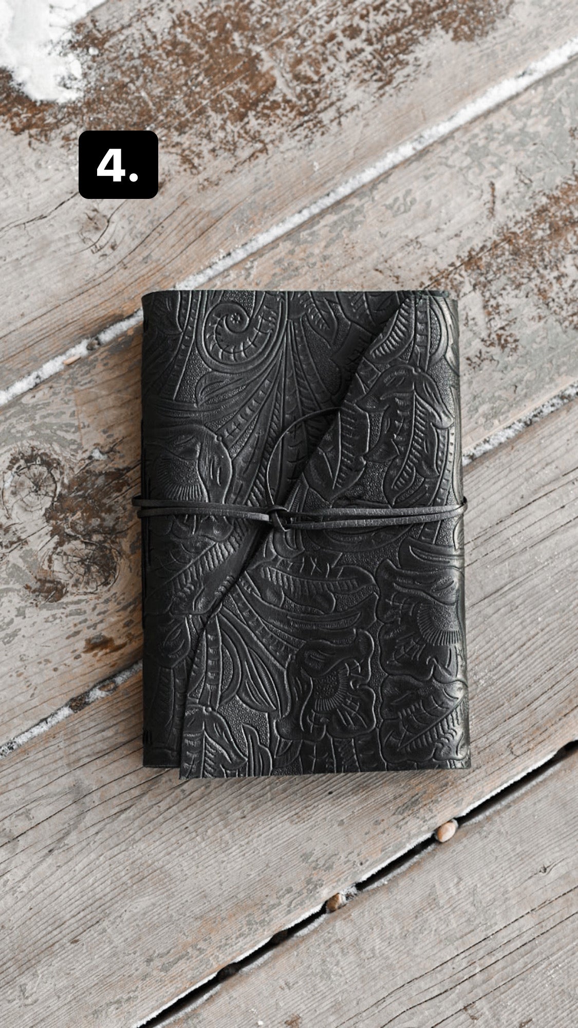 Black Embossed Leather Journal